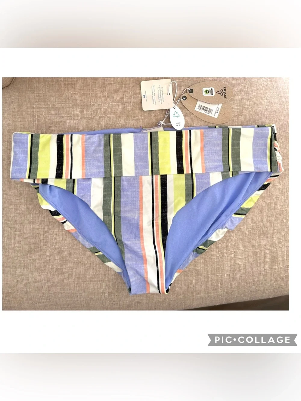 NWT Prana Marta Bikini Bottom XL Morning Glory Stripe Full Coverage